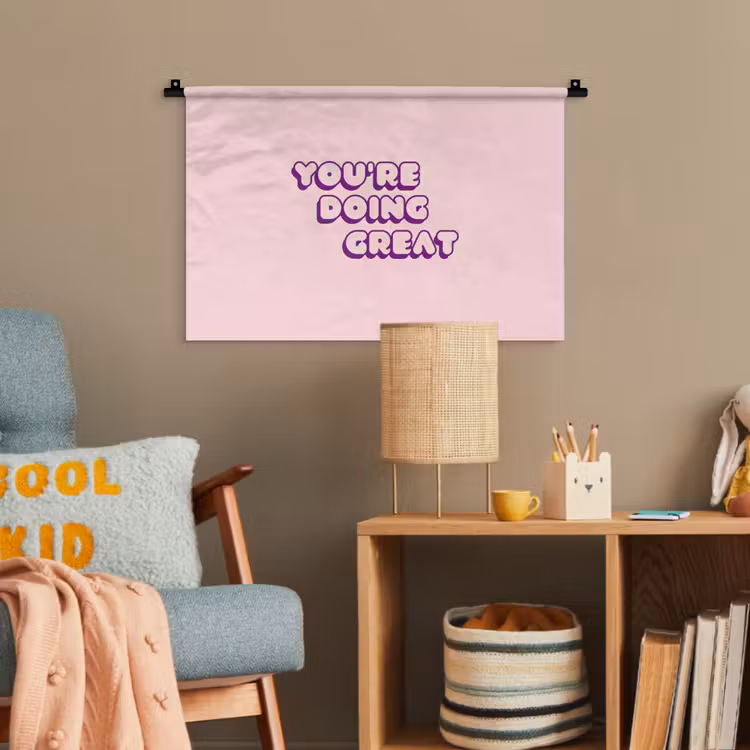 You're doing great - Roze - Bubble letters Wandkleed katoen klein -wsfeer4_kind
