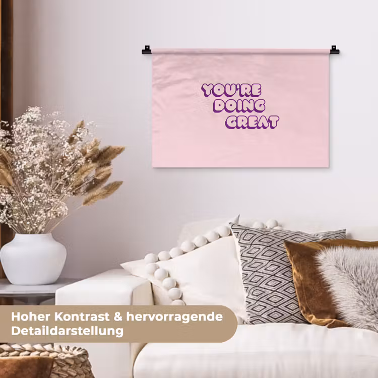 You're doing great - Roze - Bubble letters Wandkleed katoen klein -tsfeer1_DE