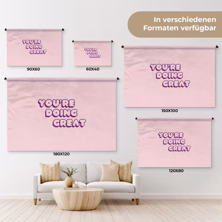 You're doing great - Roze - Bubble letters Wandkleed katoen klein -tsfeer8_DE