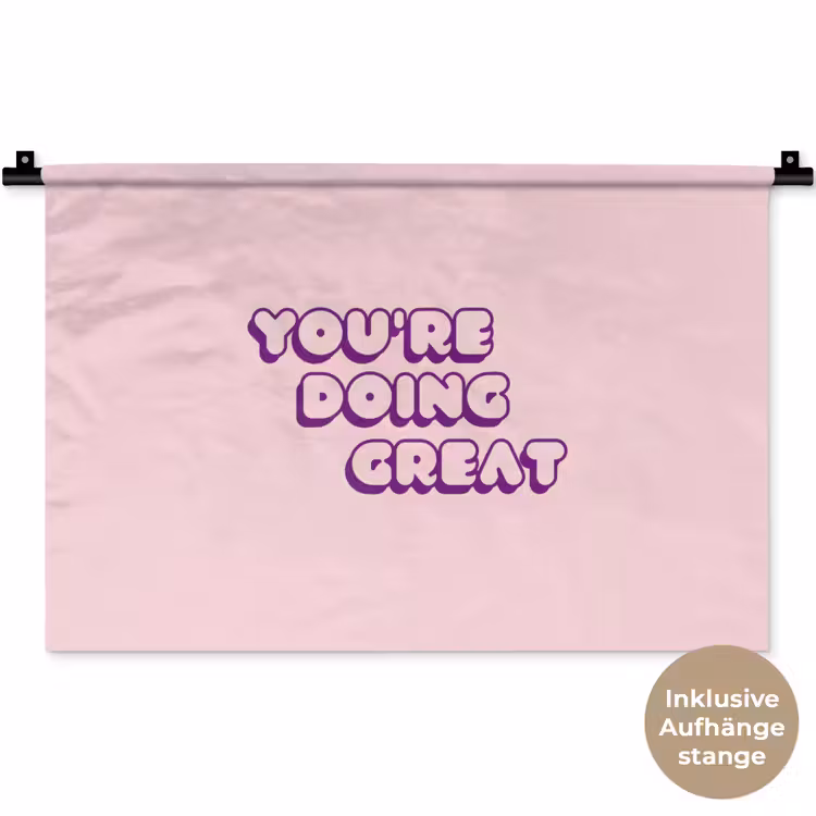 You're doing great - Roze - Bubble letters Wandkleed katoen klein -t3d_DE