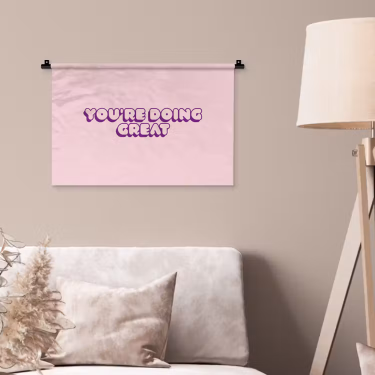 You're doing great - roze - 3D Wandkleed katoen klein -sfeer4