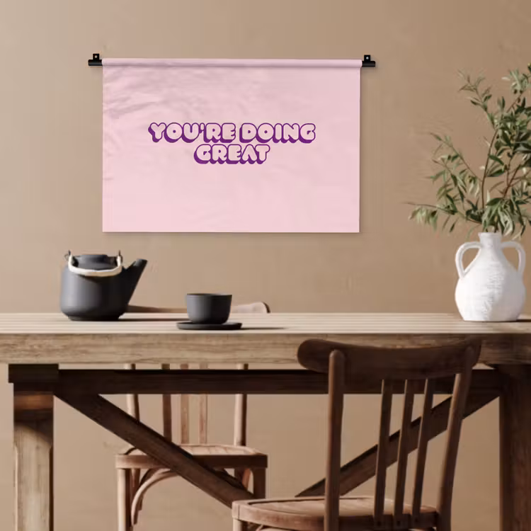 You're doing great - roze - 3D Wandkleed katoen klein -sfeer6