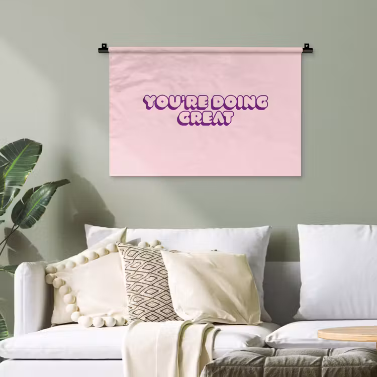 You're doing great - roze - 3D Wandkleed katoen klein -sfeer7