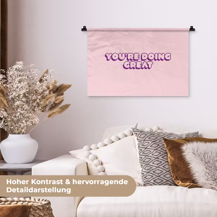 You're doing great - roze - 3D Wandkleed katoen klein -tsfeer1_DE