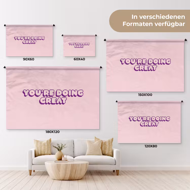 You're doing great - roze - 3D Wandkleed katoen klein -tsfeer8_DE