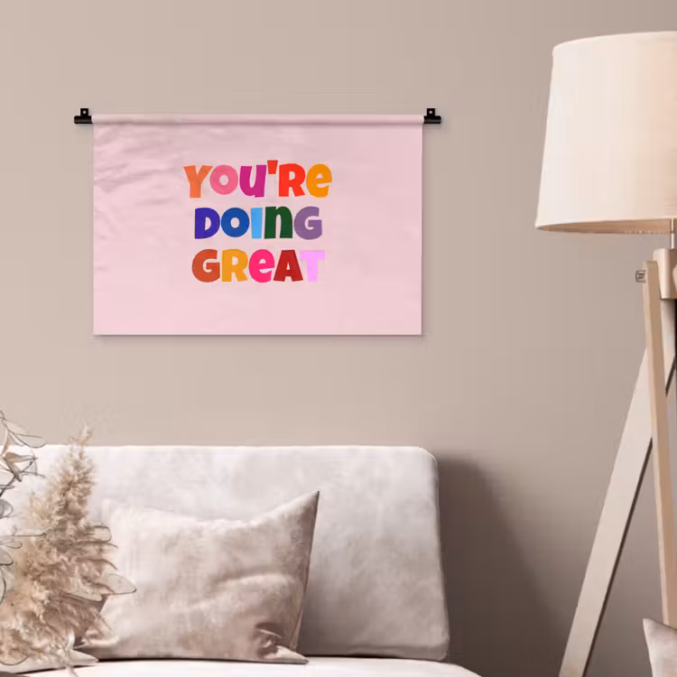 You're doing great - Roze - Kleurrijk Wandkleed katoen klein -sfeer4