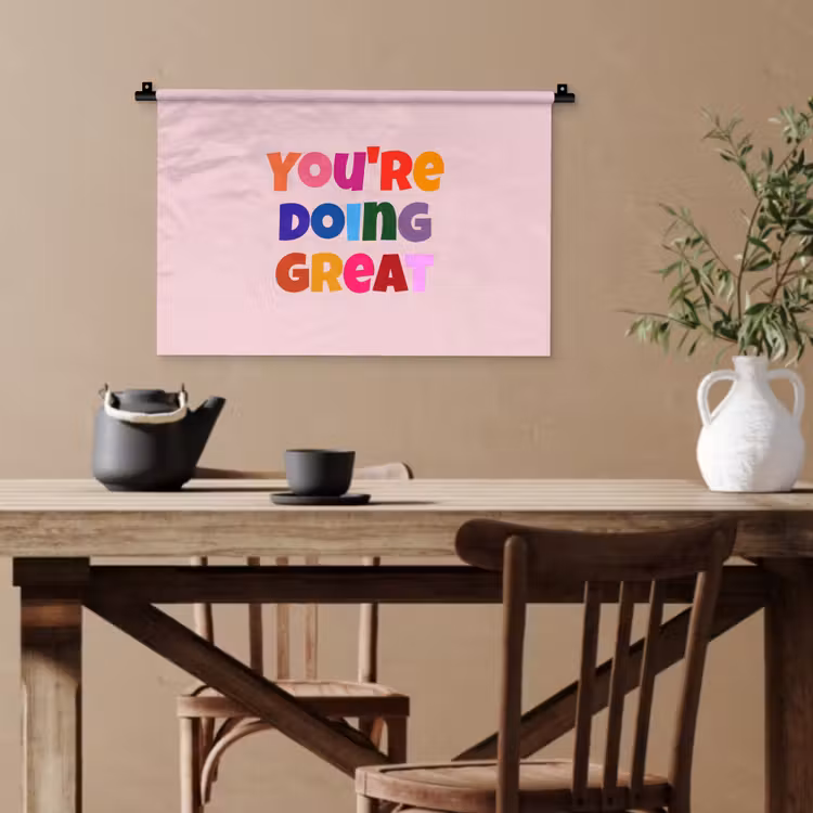 You're doing great - Roze - Kleurrijk Wandkleed katoen klein -sfeer6