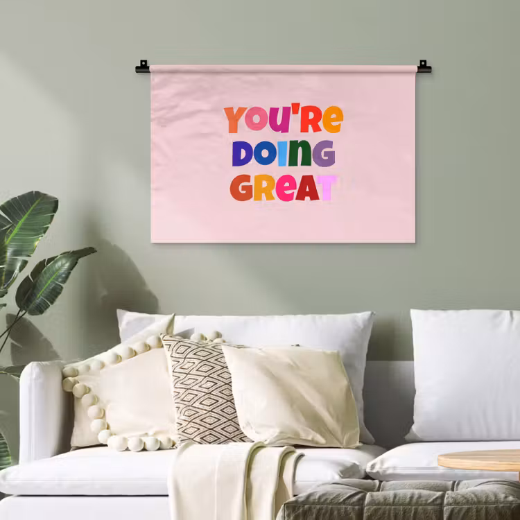 You're doing great - Roze - Kleurrijk Wandkleed katoen klein -sfeer7