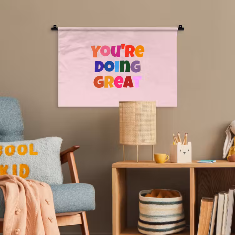 You're doing great - Roze - Kleurrijk Wandkleed katoen klein -wsfeer4_kind