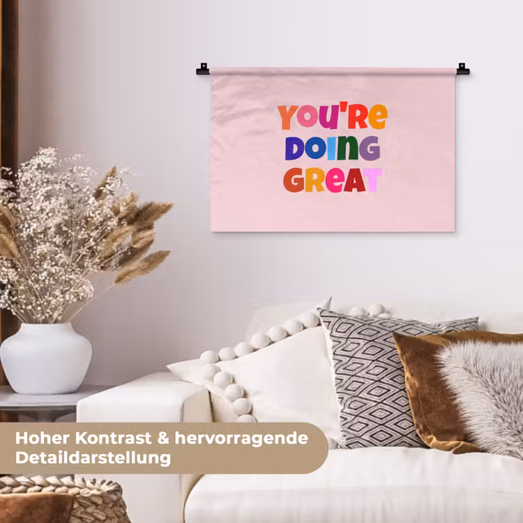 You're doing great - Roze - Kleurrijk Wandkleed katoen klein -tsfeer1_DE