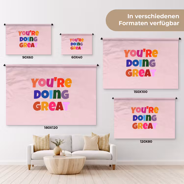 You're doing great - Roze - Kleurrijk Wandkleed katoen klein -tsfeer8_DE
