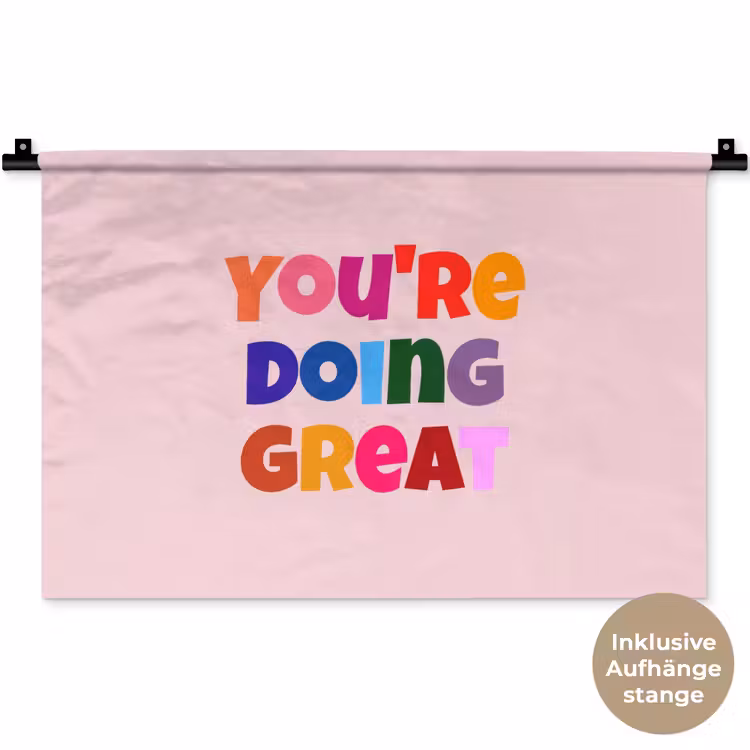 You're doing great - Roze - Kleurrijk Wandkleed katoen klein -t3d_DE