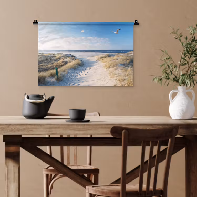 Duin - Meeuw - Strand - Zee - Zon Wandkleed katoen klein -sfeer6