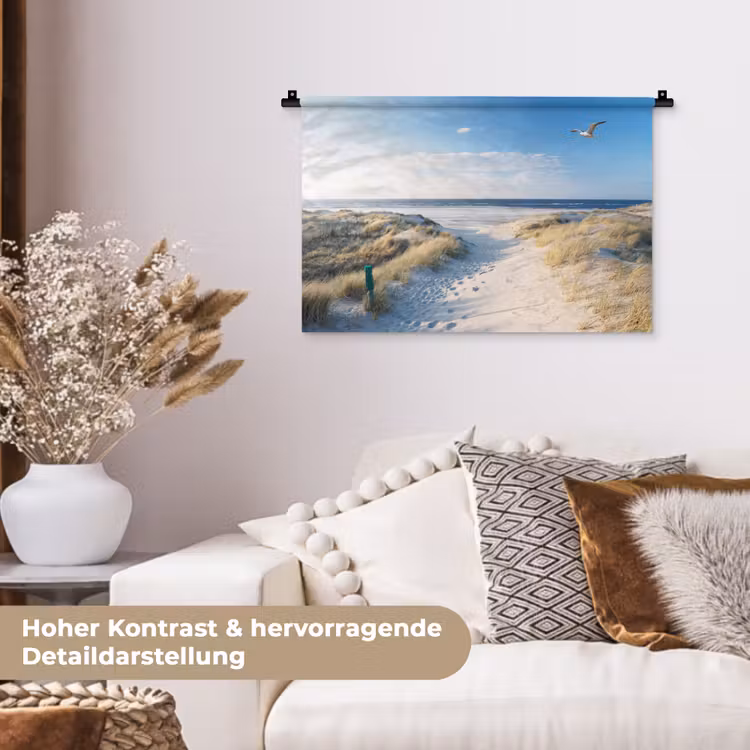 Duin - Meeuw - Strand - Zee - Zon Wandkleed katoen klein -tsfeer1_DE
