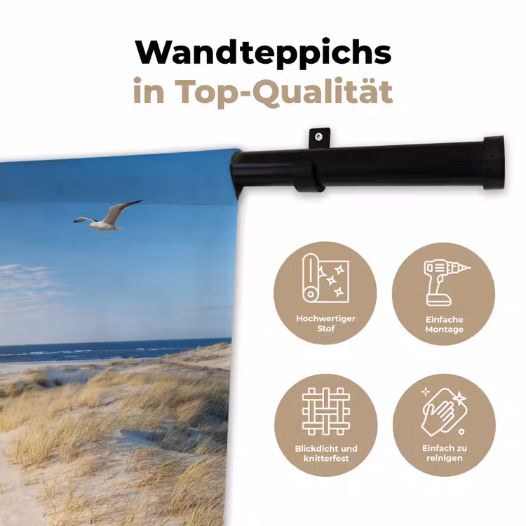 Duin - Meeuw - Strand - Zee - Zon Wandkleed katoen klein -tsfeer2_DE
