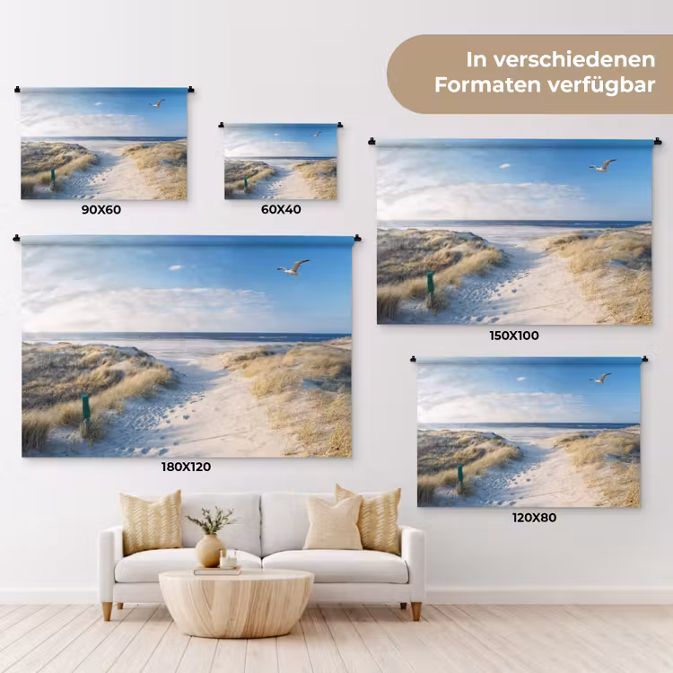 Duin - Meeuw - Strand - Zee - Zon Wandkleed katoen klein -tsfeer8_DE