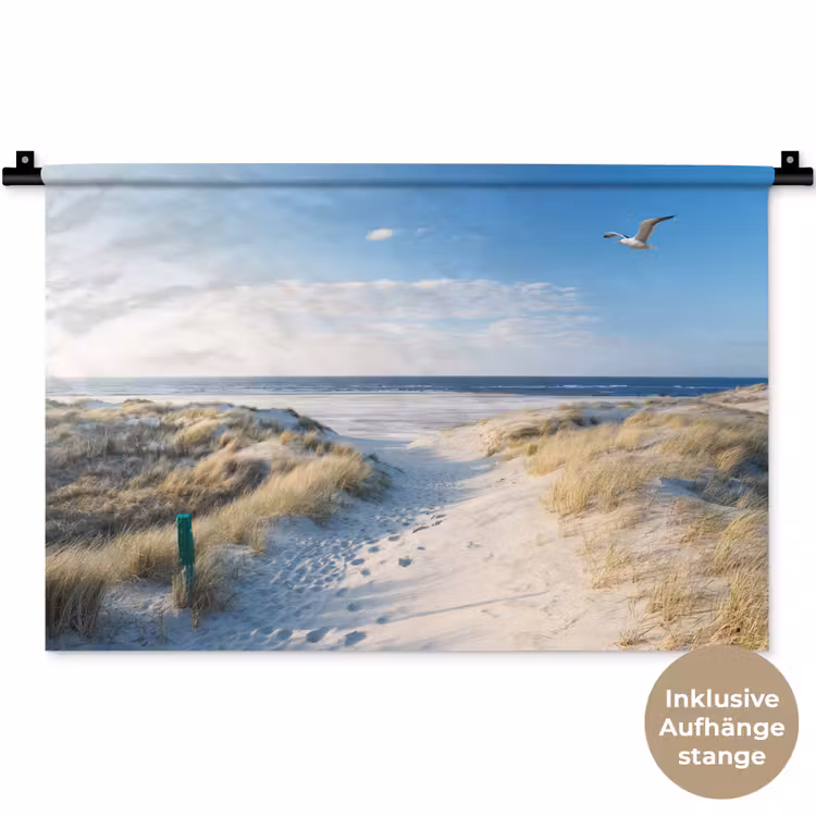 Duin - Meeuw - Strand - Zee - Zon Wandkleed katoen klein -t3d_DE