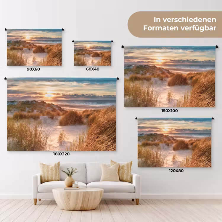 Duin - Planten - Zonsondergang - Strand - Zee Wandkleed katoen klein -tsfeer8_DE