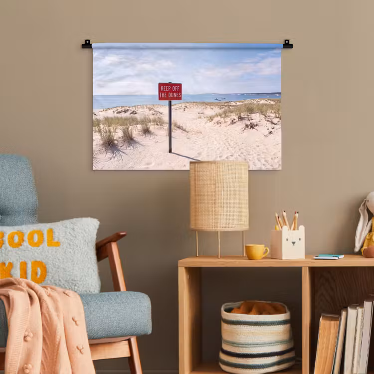 Duin - Bord - Kust - Landschap - Rood Wandkleed katoen klein -wsfeer4_kind