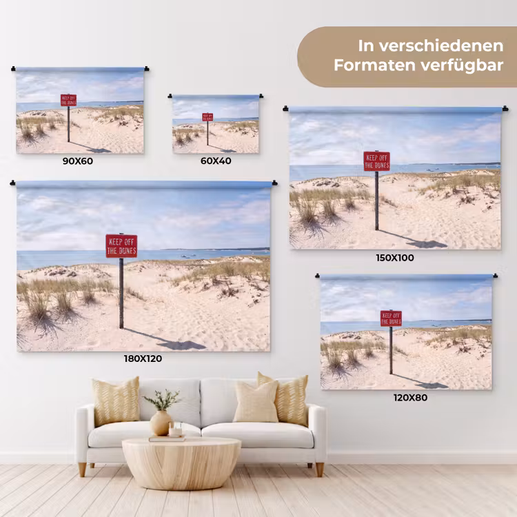 Duin - Bord - Kust - Landschap - Rood Wandkleed katoen klein -tsfeer8_DE