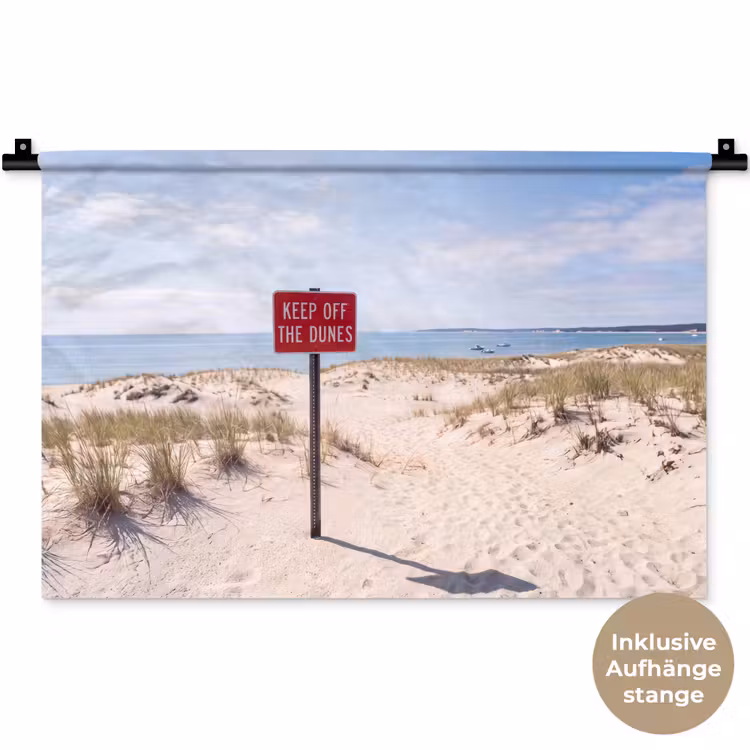 Duin - Bord - Kust - Landschap - Rood Wandkleed katoen klein -t3d_DE