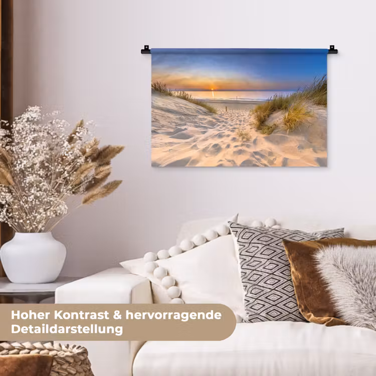 Duin - Zonsondergang - Horizon - Strand - Gras Wandkleed katoen klein -tsfeer1_DE