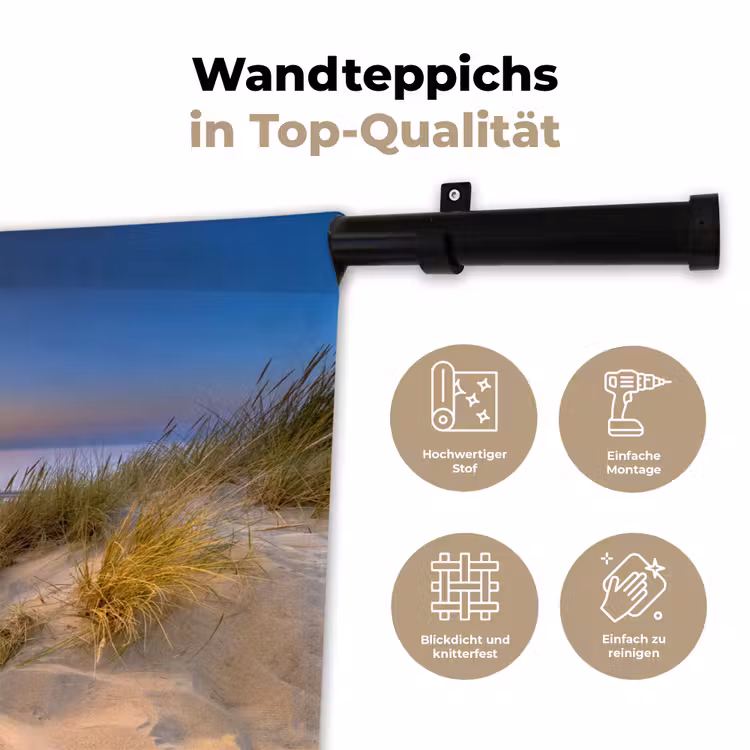 Duin - Zonsondergang - Horizon - Strand - Gras Wandkleed katoen klein -tsfeer2_DE