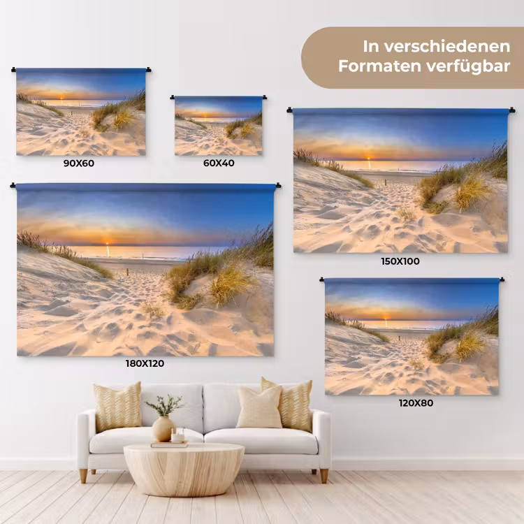 Duin - Zonsondergang - Horizon - Strand - Gras Wandkleed katoen klein -tsfeer8_DE