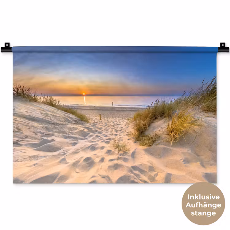 Duin - Zonsondergang - Horizon - Strand - Gras Wandkleed katoen klein -t3d_DE