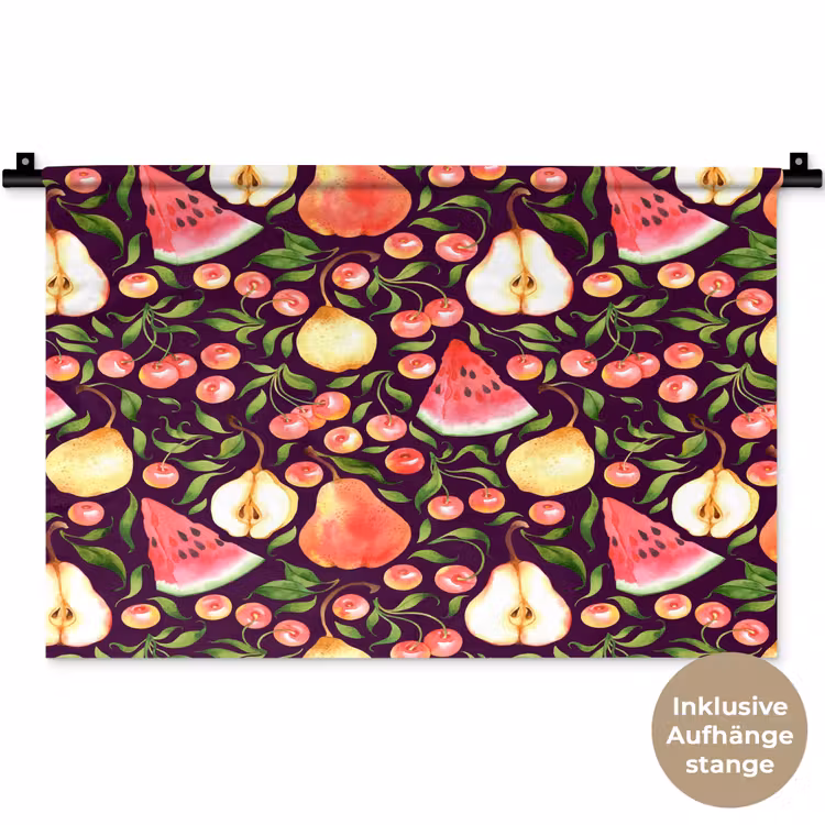 Donker - Bladeren - Fruit - Patroon Wandkleed katoen klein 269 -t3d_DE
