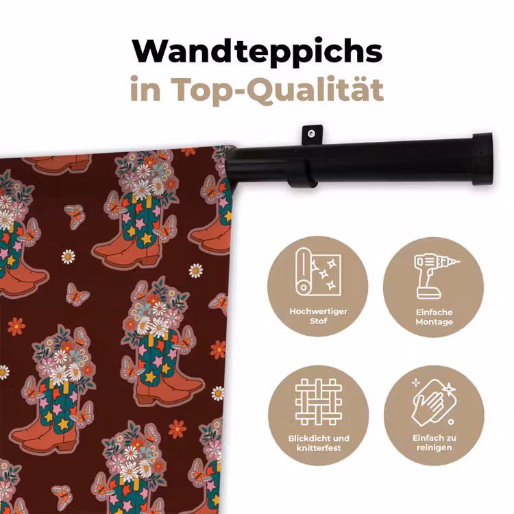 Donker - Cowboy - Laars - Patroon Wandkleed katoen klein 269 -tsfeer2_DE