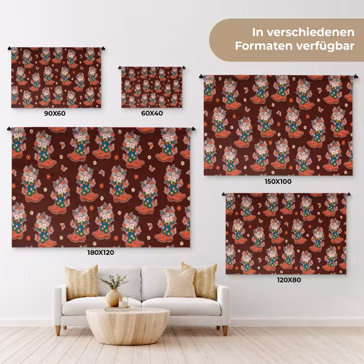 Donker - Cowboy - Laars - Patroon Wandkleed katoen klein 269 -tsfeer8_DE