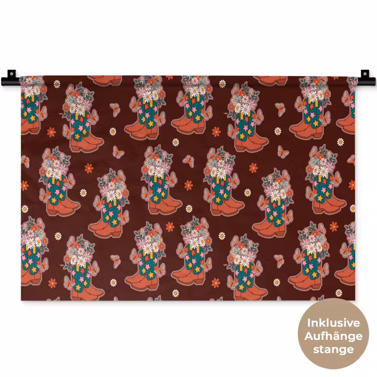 Donker - Cowboy - Laars - Patroon Wandkleed katoen klein 269 -t3d_DE