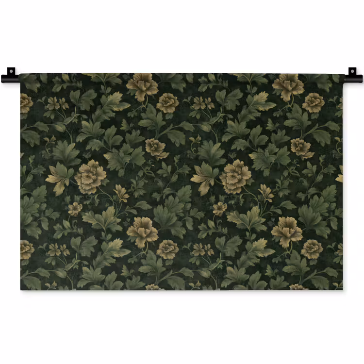 Donker - Groen - Goud - Botanisch Wandkleed katoen klein 269 -zz3d