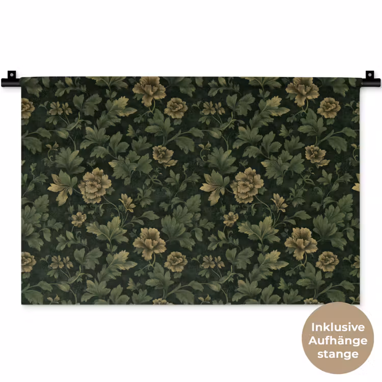 Donker - Groen - Goud - Botanisch Wandkleed katoen klein 269 -t3d_DE