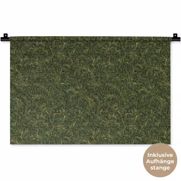 Donker - Groen - Krullend - Botanisch Wandkleed katoen klein 269 -t3d_DE