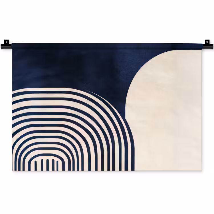 Donkerblauw - Abstract - Lijnen Wandkleed katoen klein -zz3d