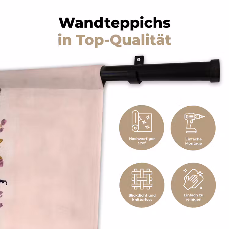 Donkerblauw - Kever - Bloemtakken - Sierlijk Wandkleed katoen klein -tsfeer2_DE