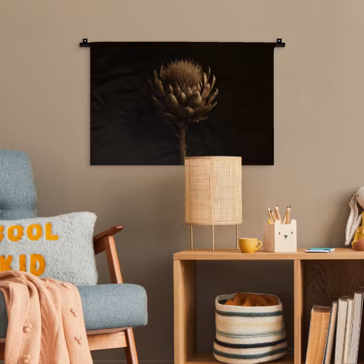Donkerbruin - Bloem - Textuur - Artisjok Wandkleed katoen klein -wsfeer4_kind