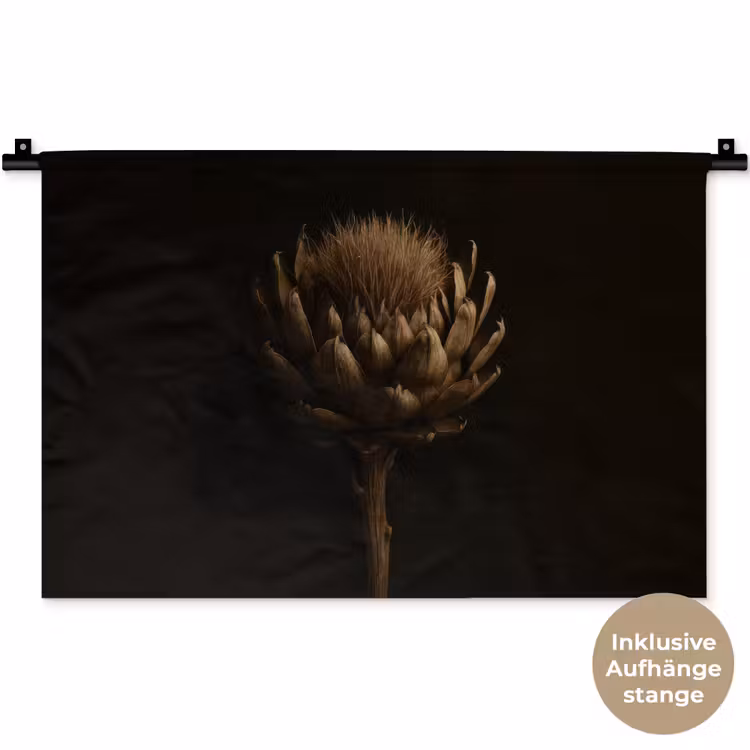 Donkerbruin - Bloem - Textuur - Artisjok Wandkleed katoen klein -t3d_DE