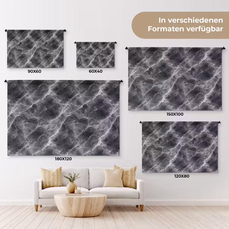 Donkergrijs - Bliksem - Marmer Wandkleed katoen klein 269 -tsfeer8_DE