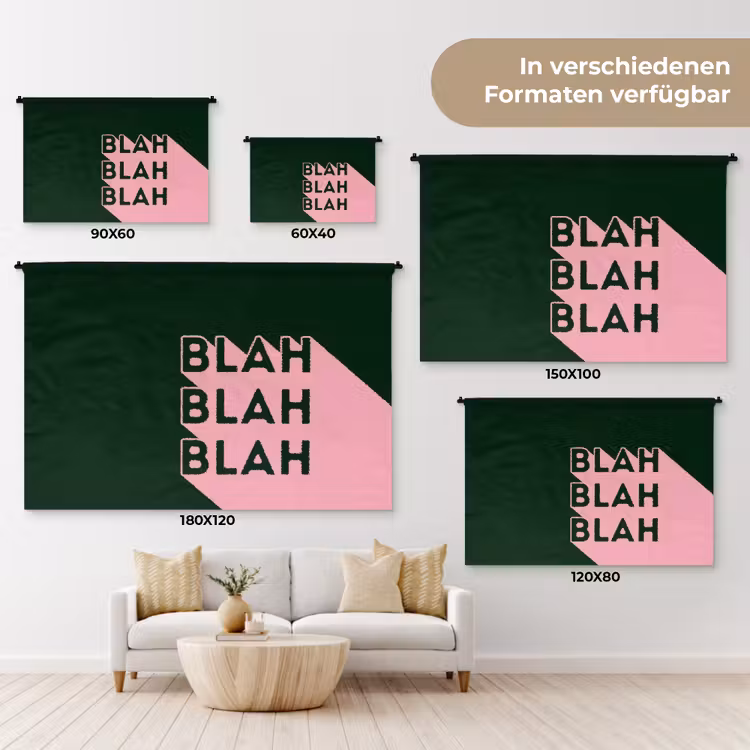 Donkergroen - Tekst - Schaduw - Grafisch Wandkleed katoen klein -tsfeer8_DE