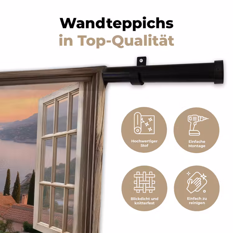 Doorkijk - Uitzicht - Meer - Landschap Wandkleed katoen klein -tsfeer2_DE
