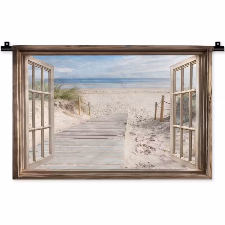 Doorkijk - Strand - Duinen - Pad - Landschap Wandkleed katoen klein -zz3d