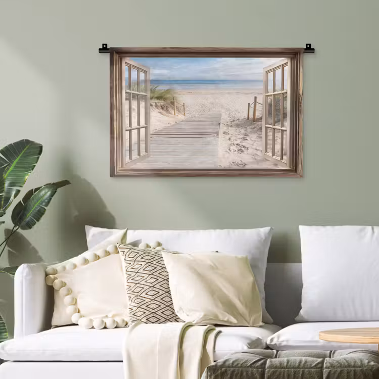 Doorkijk - Strand - Duinen - Pad - Landschap Wandkleed katoen klein -sfeer7