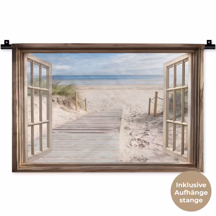 Doorkijk - Strand - Duinen - Pad - Landschap Wandkleed katoen klein -t3d_DE