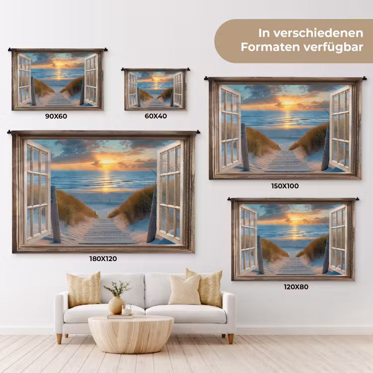 Doorkijk - Strand - Pad - Zonsondergang Wandkleed katoen klein -tsfeer8_DE