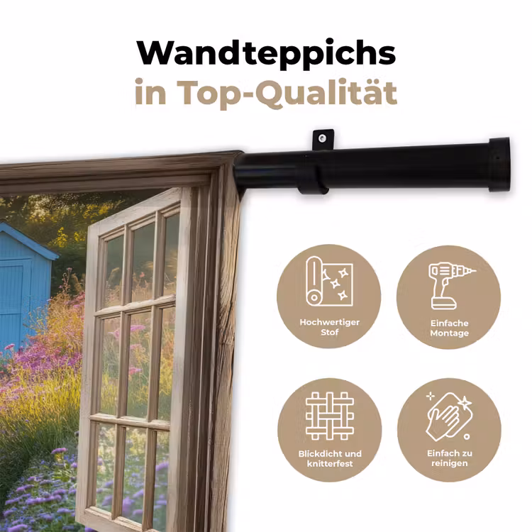 Doorkijk - Bloemen - Raam - Natuur Wandkleed katoen klein -tsfeer2_DE