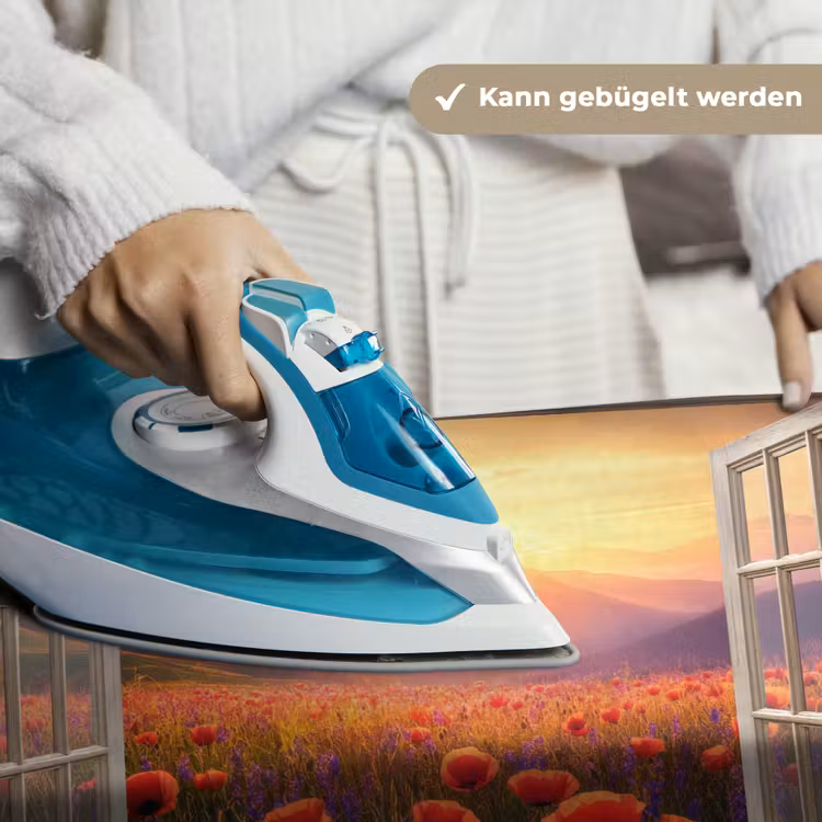 Doorkijk - Klaprozen - Bloemen - Rood - Open raam Wandkleed katoen klein -tsfeer9_DE