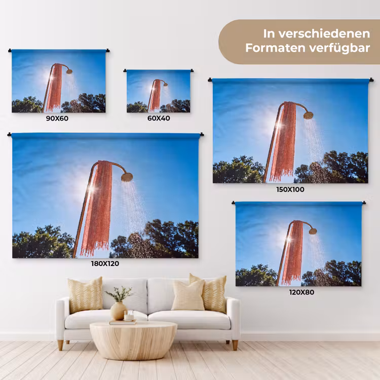 Douche - Water - Zomer - Blauw Wandkleed katoen klein -tsfeer8_DE